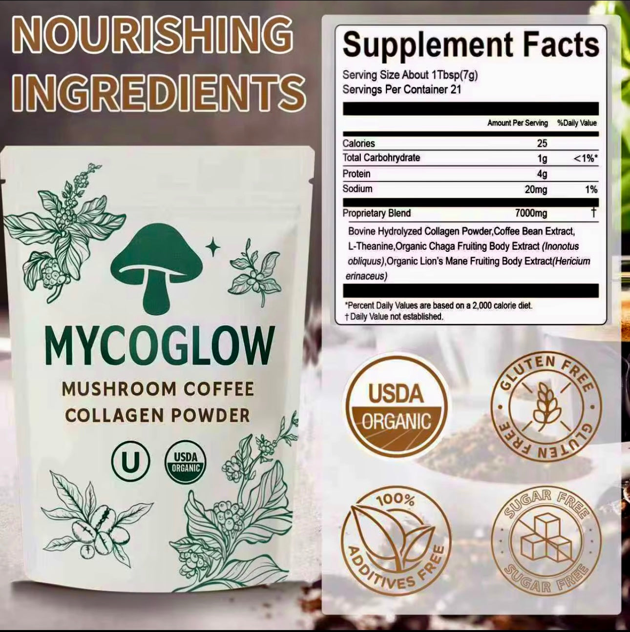 Mushroom Coffee Collagen Powder