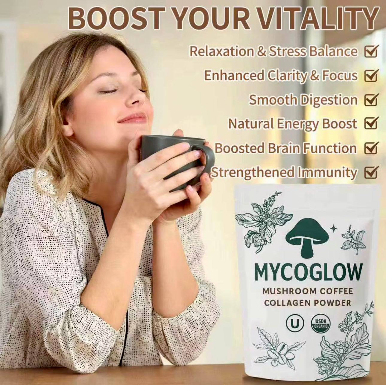 Mushroom Coffee Collagen Powder